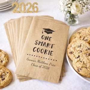 Sachets cadeaux personnalisés pour la remise des diplômes, One Smart Cookie, sachets à friandises, lot de 25
