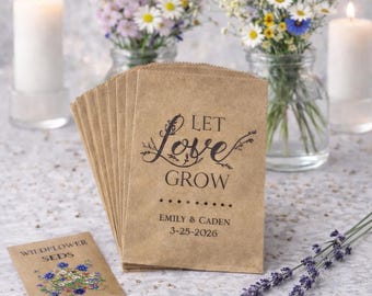 Personalized Let Love Grow Wedding Favor Bags - 25 pk