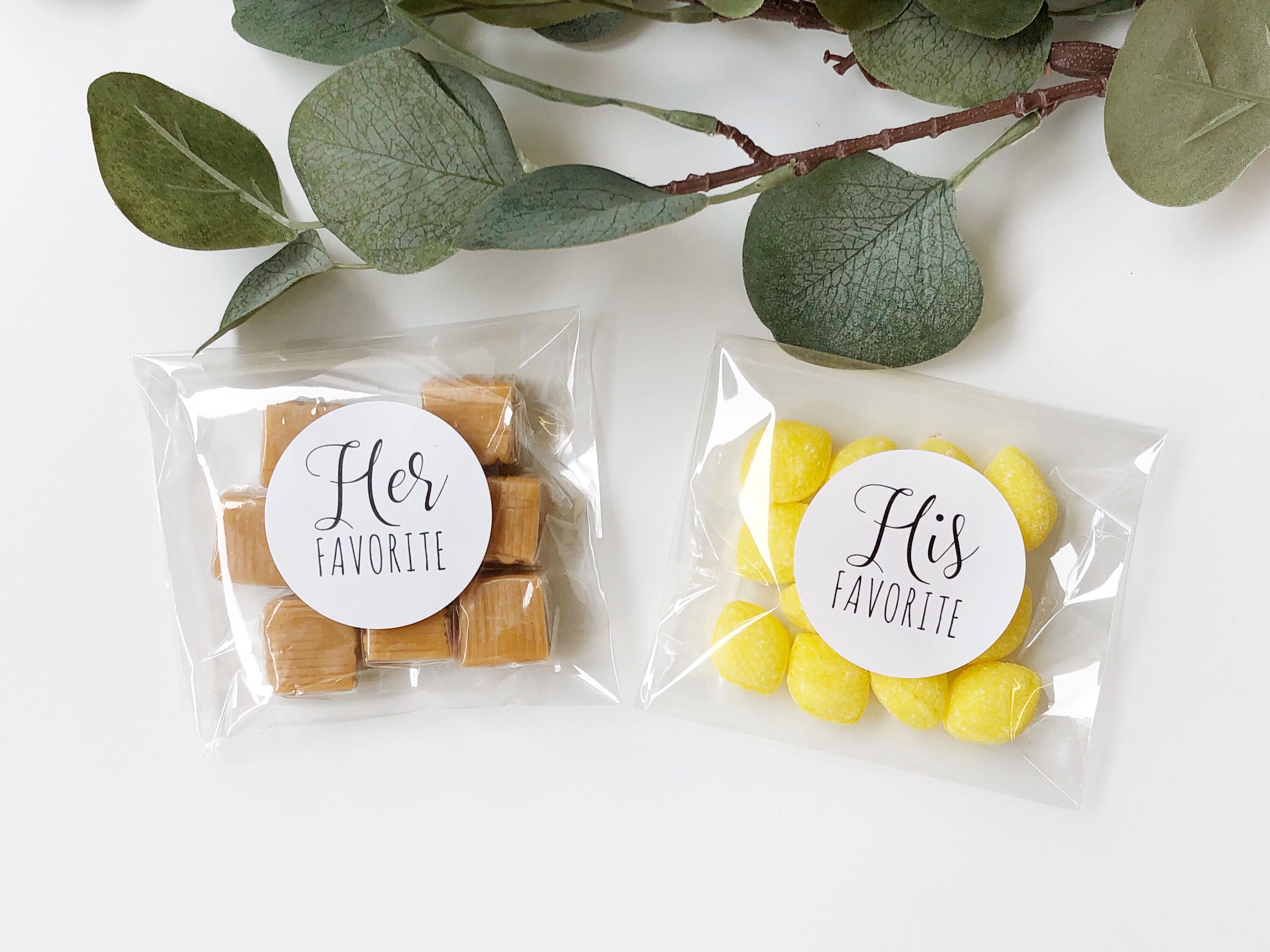 His and Her Favorite Favor Bags, Fill your own Wedding Favors, Wedding