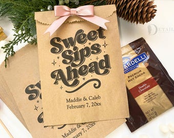 Hot Cocoa Bar Favor Bags | Personalized Party Favors | Wedding & Baby Shower Treats - sold in sets of 25