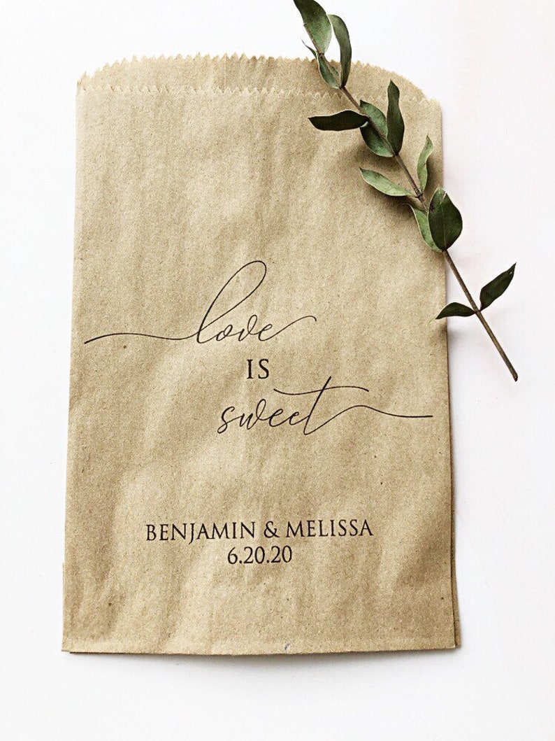 Candy Buffet Printed Paper Bags Wedding Favor Bags Cookie Bags Set of 25 Bridal Shower Favors