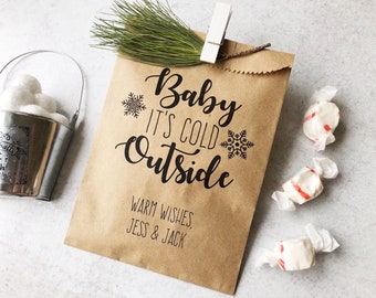 Hot chocolate bar bags - Hot Cocoa Gift - December-January-February bridal shower favors - Winter wedding favors - 25 pack