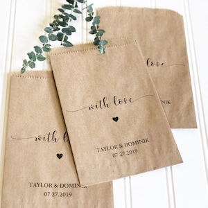 Wedding Favors - Custom Printed Favor Bags - Recycled Wedding - Treat bag Goodie Bag - Bridal Shower Favors- 25 pack