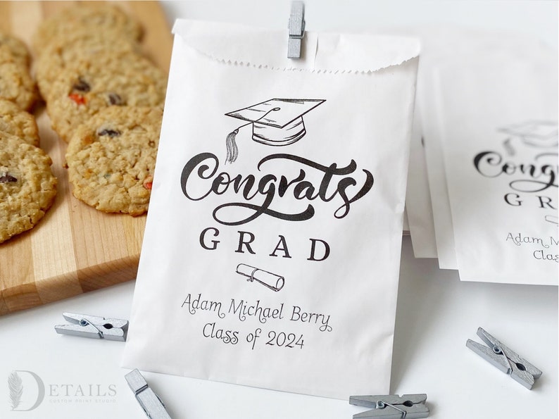 Graduation Cookie Bags, Graduation Party Favors, Cookie Buffet Bag, Cookie Bar Bag, Treat Bag, Personalized Graduation Favors, Class Of 2024 image 9