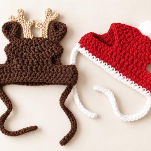Crochet Pattern - PDF Download // Cat or Small Dog Christmas Beanie Hats