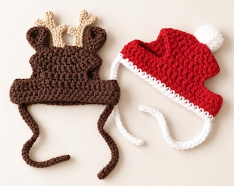 Patrón de ganchillo - Descarga en PDF // Gorros navideños para gatos o perros pequeños