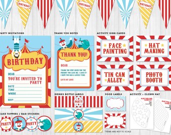 Circus Party Pack Printables // Digital files to print