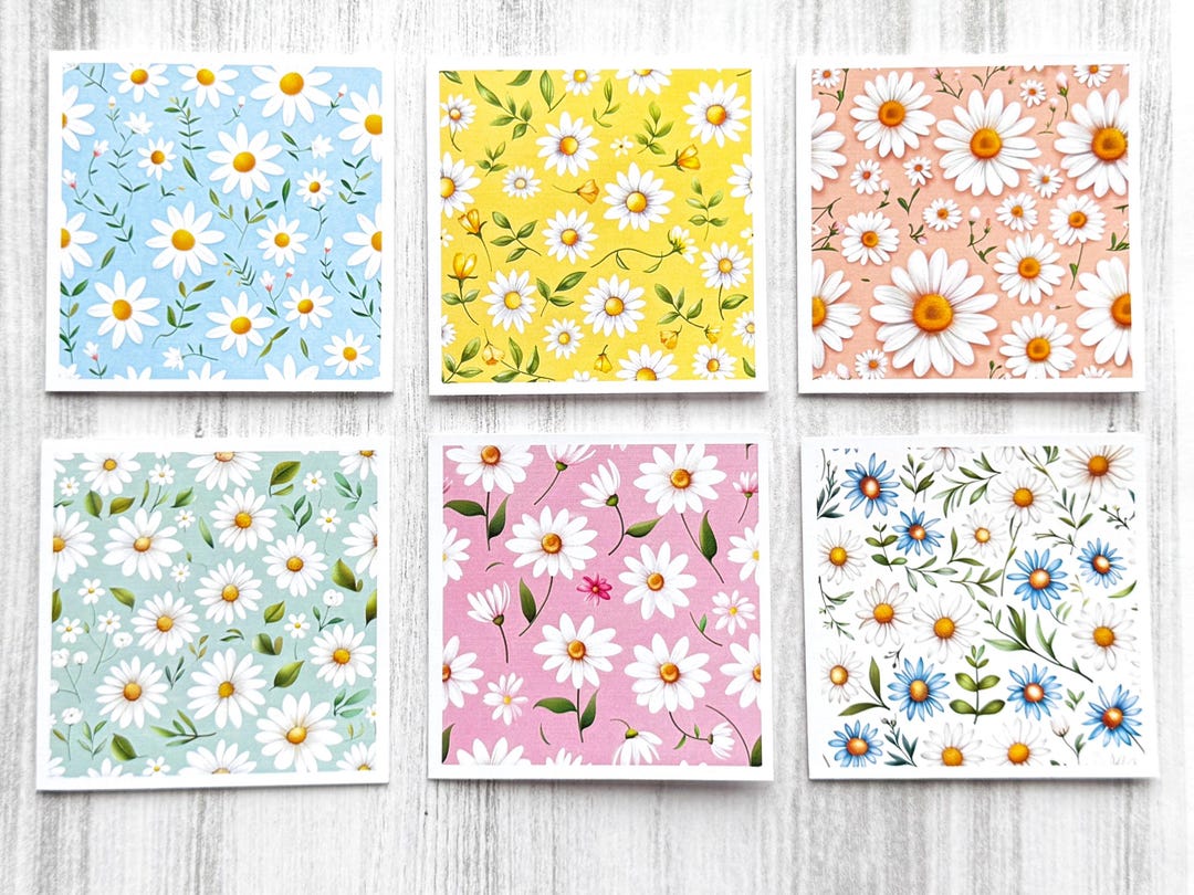 Mini Daisy Note Cards, 3x3”, Assorted Colors, Set of 6 With Envelopes ...