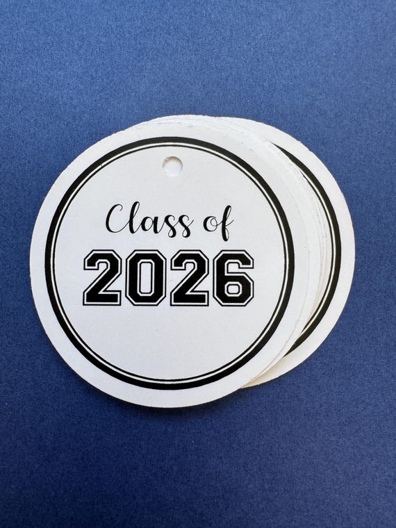 Class of 2026 Graduation Gift Tags, Collegiate Favors (Set of 10)
