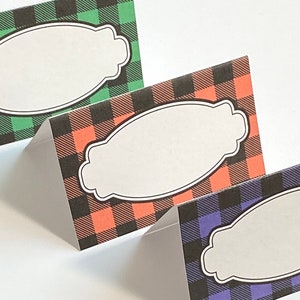 Halloween / Buffalo Plaid Place Cards / Tent Cards / Set of 6