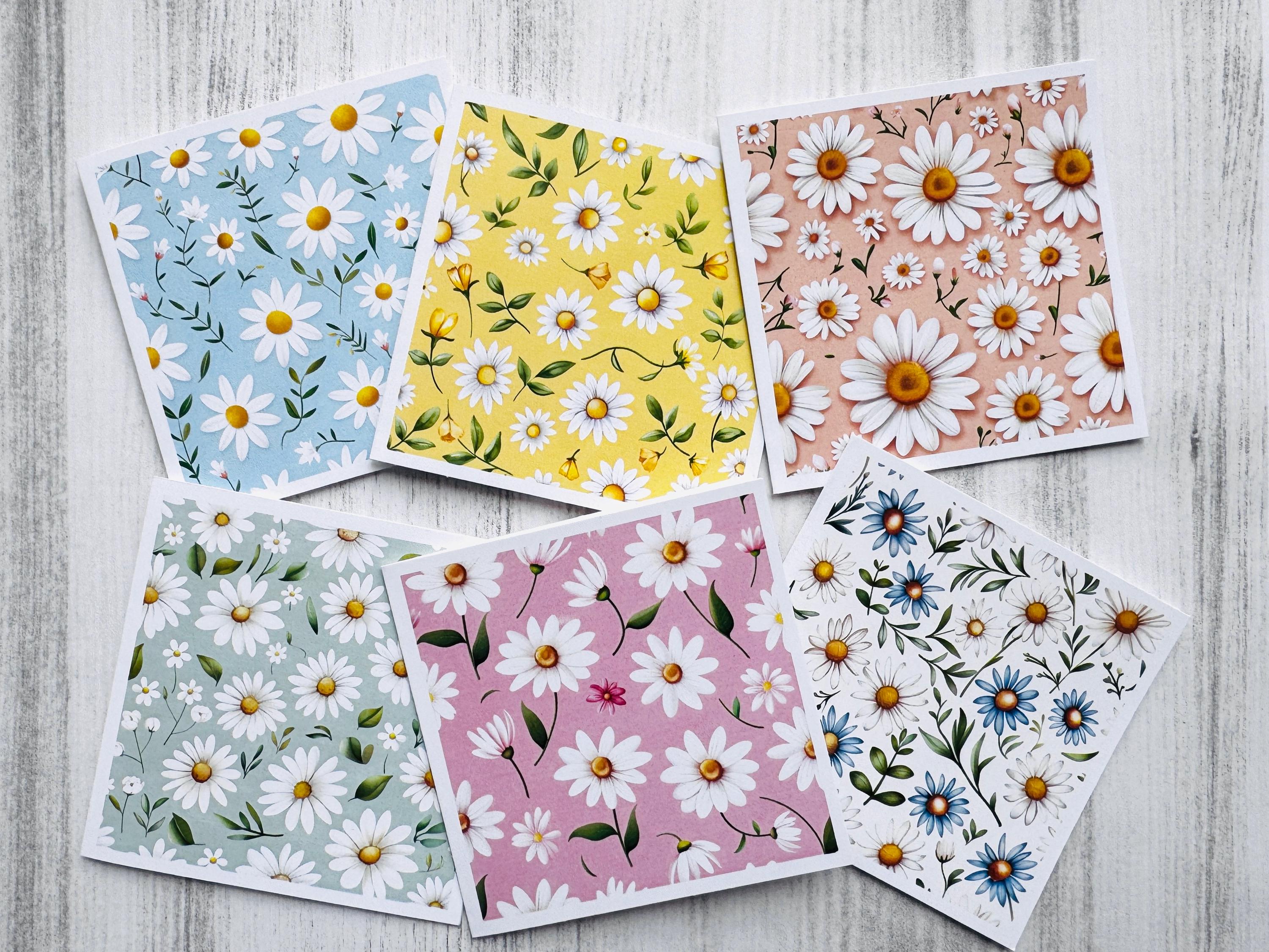 Mini Daisy Note Cards, 3x3”, Assorted Colors, Set of 6 With Envelopes ...