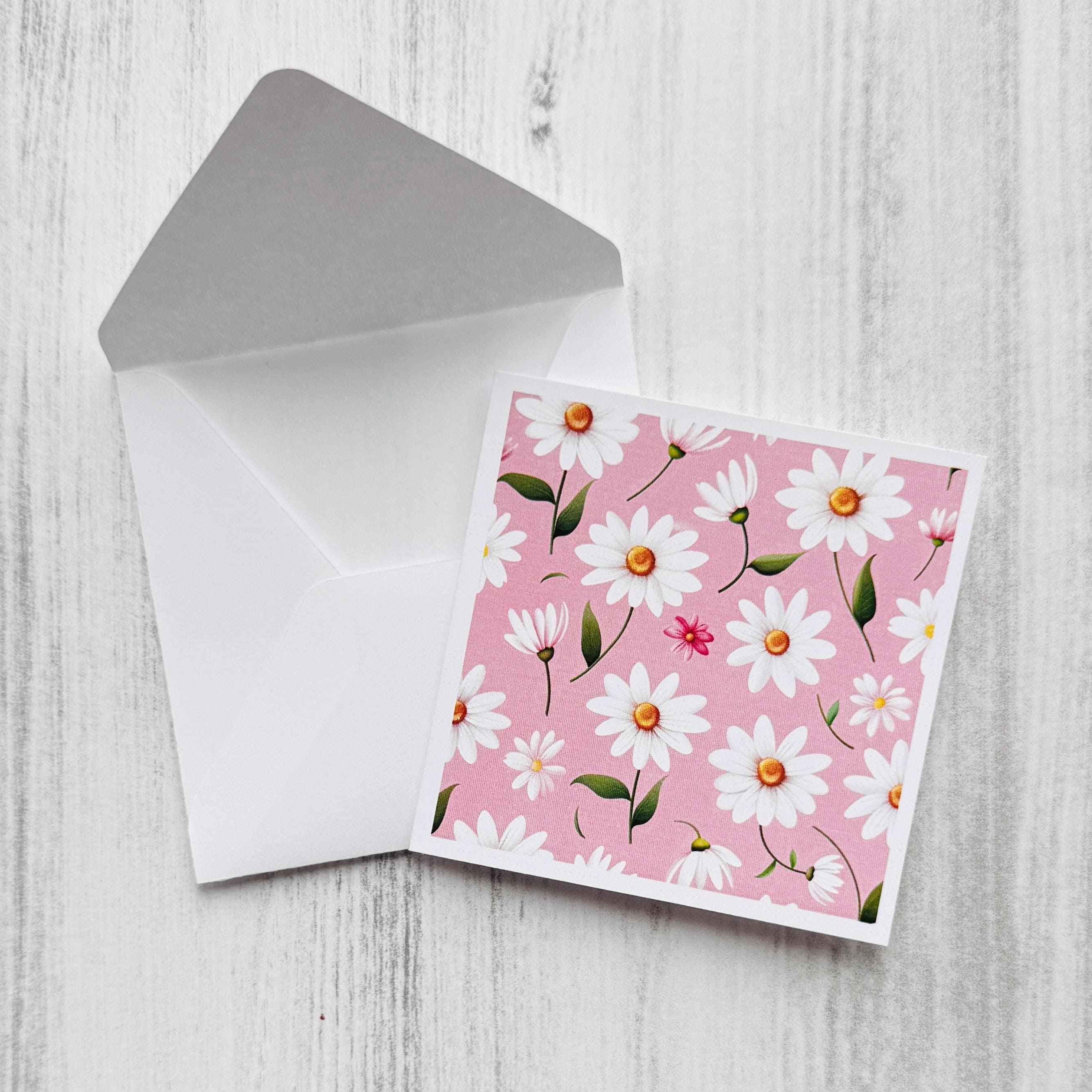Mini Daisy Note Cards, 3x3”, Assorted Colors, Set of 6 With Envelopes ...
