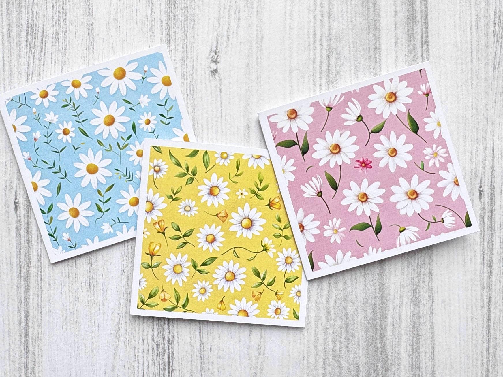 Mini Daisy Note Cards, 3x3”, Assorted Colors, Set of 6 With Envelopes ...