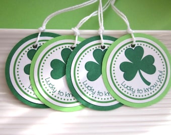 St. Patrick's Day / Lucky to know you / Shamrock gift / favor tags / set of 8