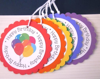 Happy Birthday / Balloon Gift Tags / Assorted colors / set of 6
