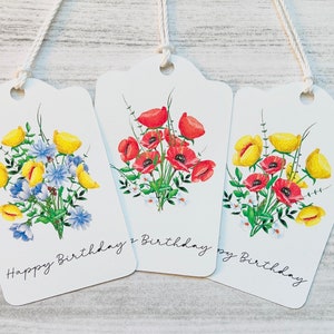Birthday Tags / Floral Birthday Gift Tags / set of 9