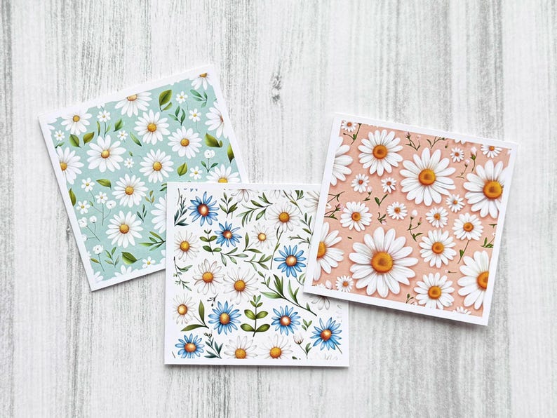 Mini Daisy Note Cards, 3x3”, Assorted Colors, Set of 6 With Envelopes ...