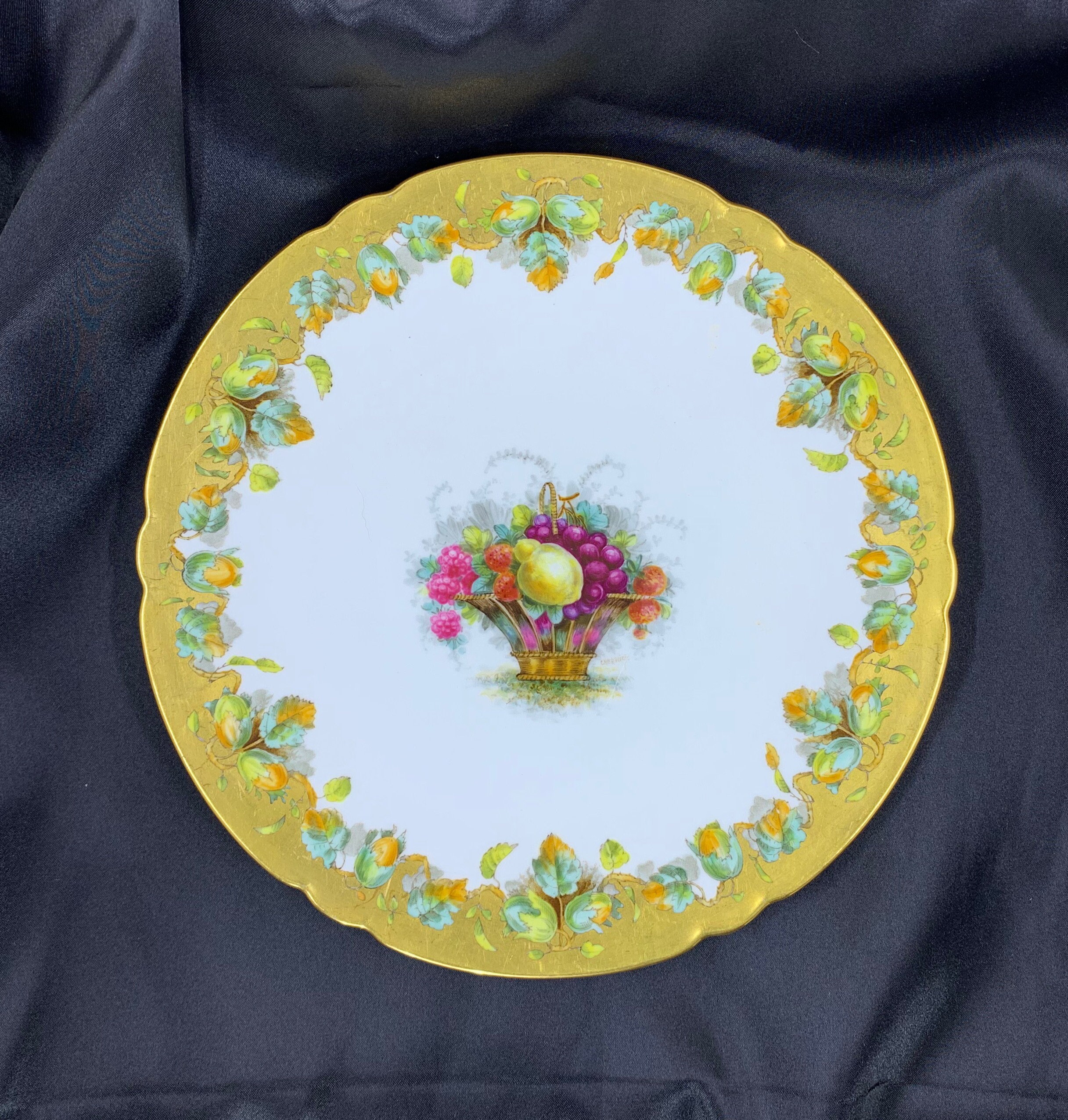 Davis Collamore & Co. フルーツ装飾プレート 7 Rare Antique DAVIS COLLAMORE & Co., Ltd. 9 Inch Plates