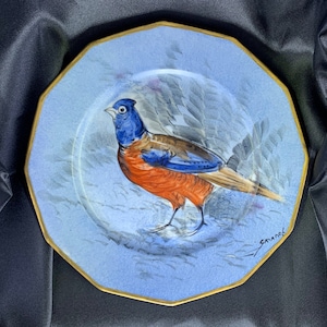 Piatto antico Limoges Dodecagon Game Bird, firmato dall&#39;artista