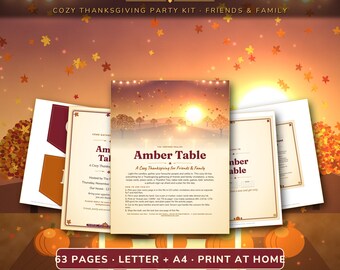 Thanksgiving-Party-Set zum Ausdrucken: Einladungen, Menü, Spiele und Deko für ein gemütliches Erntedankfest (PDF-Download)