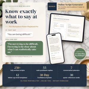 Work Boundaries Scripts, 250 Workplace Communication Scripts, Speak with confidence, PDF & Online Script Tool