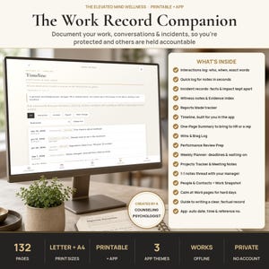 Work Record Companion: Printable & App Planner, Workplace Documentation Log, Organizer and Planner, Stickers