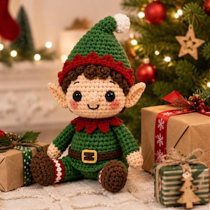 Virkmönster för älvor, amigurumi för julälvor, juldocka i PDF-format, festlig julleksak, digital nedladdning