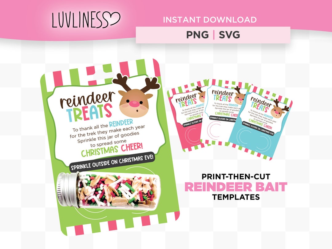 Reindeer Bait Card, Reindeer Food Printable Template for Cricut ...