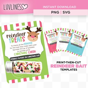 Carte d'appât renne, renne alimentaire modèle imprimable pour Cricut, renne nourriture carte SVG & PNG, artisanat de Noël