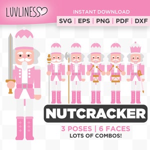 Pink Nutcracker SVG Bundle, Nutcracker Clip Art for Cricut, Silhouette & Sublimation, Printable Nutcracker PNG, Nutcracker Soldier SVG