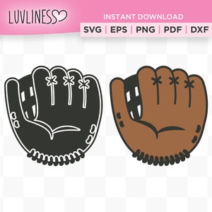 Guante de béisbol SVG para Cricut & Silhouette, Guante de béisbol PNG fácil de colocar, Guante de softbol, PNG de béisbol para camisa