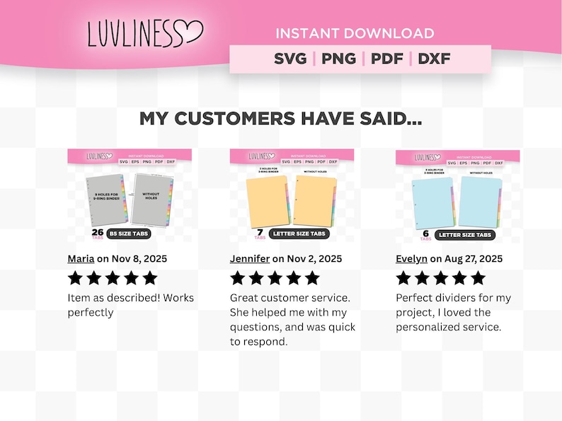 Letter Size Tab Dividers: 5 Tabs SVG, DIY Planner Tabs, Binder Index Tabs (Digital Download) image 5
