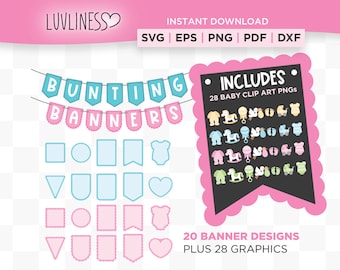 Wimpelkette SVG, Wimpelkette Banner druckbar, sofortiger Download für Cricut & Silhouette, Wimpelkette Banner Clip Art PNG