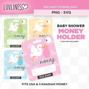 Diaper Money Baby Shower Money Card PNG Print then Cut image 1