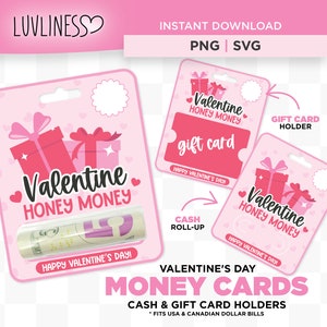 Honey Money Valentine Money Holder Card PNG, Print then Cut Template for Cricut, Honey Money PNG Valentine Money Holder, Valentine Gift Card