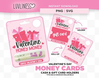 Honey Money Valentine Money Holder Card PNG, Print then Cut Template for Cricut, Honey Money PNG Valentine Money Holder, Valentine Gift Card