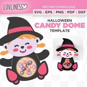Halloween Hexe Candy Dome SVG mit Verschluss für Cricut & Silhouette, Hexen-Süßigkeitshalter SVG, Hexe Candy Dome Vorlage, Halloween Handwerk