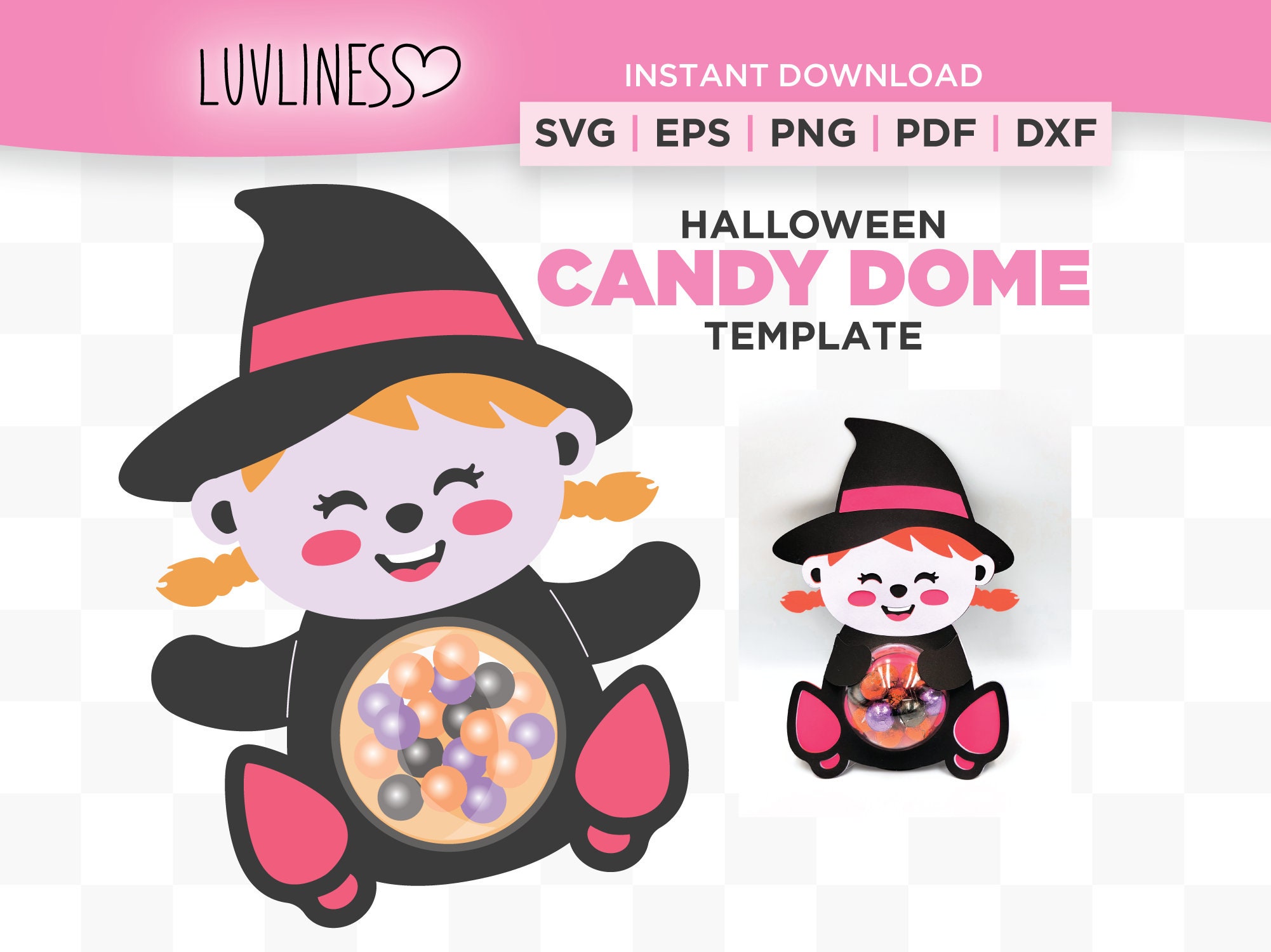 Halloween Witch Candy Dome SVG with Closing for Cricut & Silhouette, Witch Candy Holder SVG, Witch  Candy Dome Template, Halloween Craft