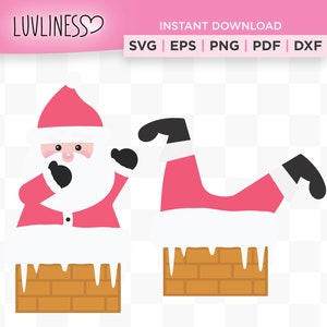 Santa Stuck in Chimney SVG, Santa Claus Clip Art for Cricut & Silhouette and Sublimation, Santa Legs Chimney PNG, Create Fun Holiday Crafts