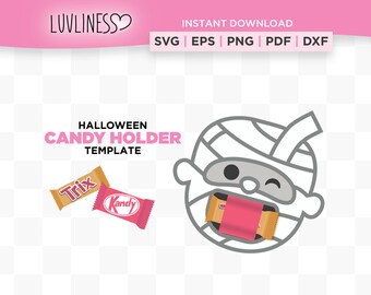 Halloween Candy Holder SVG for Cricut & Silhouette, SVG Mummy Candy Holder, Halloween Chocolate Bar Cover, Halloween Mummy PNG
