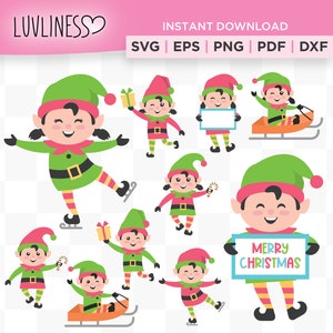 Set of 10 Christmas Elves SVG Bundle for Cricut & Silhouette, PNG Christmas Elf SVG for Christmas Crafts, Christmas Elf Shirt Design Ideas