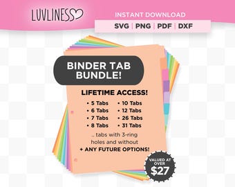 Letter Size Tab Dividers Bundle, Multiple-Tab Binder Tabs SVG, DIY Planner Tabs, Binder Index Tabs, Divider Templates (Digital Download)