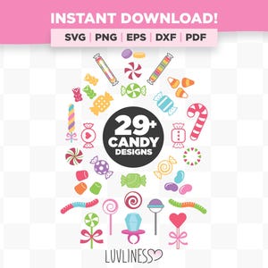 Paquete SVG de dulces, imágenes prediseñadas de bastones de caramelo y caramelos de menta PNG