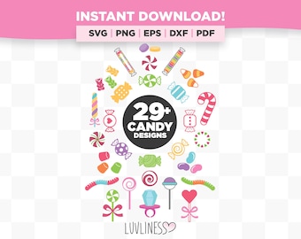 Candy SVG Bundle, Candy Cane Clip Art and Peppermint Candies PNG