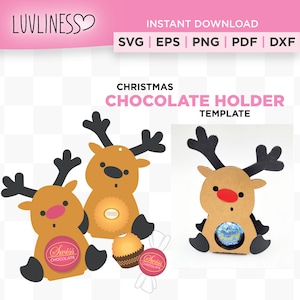 Kerst chocolade houder SVG voor Cricut & silhouet, kerst snoep houder SVG, rendieren chocolade houder, rendieren snoep houder SVG