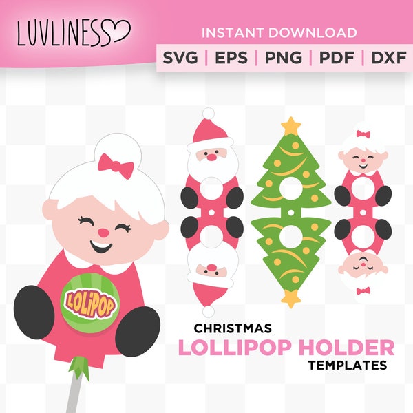 Christmas Lollipop Holder SVG for Cricut & Silhouette, Christmas Candy Holder SVG, Santa Lollipop Holder SVG, Christmas Tree Paper Crafts