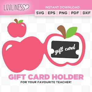 Titular de la tarjeta de regalo del profesor SVG, Tarjeta de regalo del profesor SVG, Descarga instantánea para Cricut, Ideas de regalo del profesor DIY, Profesor Apple svg, Tarjeta de regalo de Apple