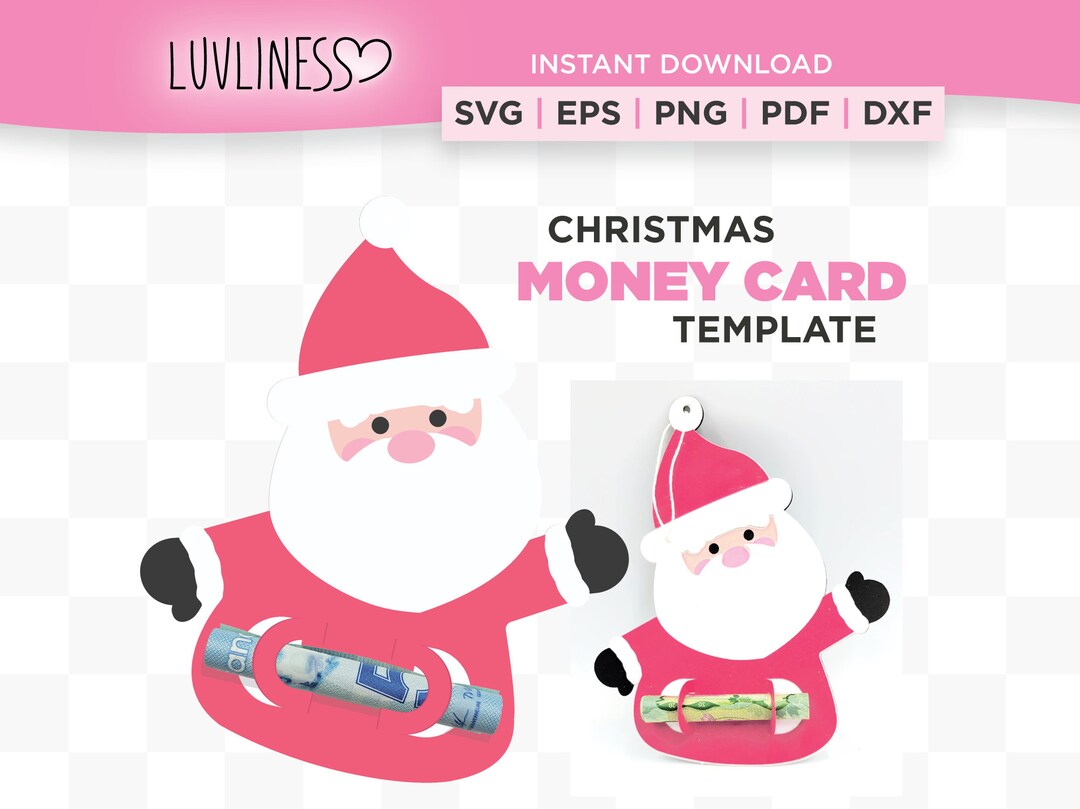 Christmas Money Card Holder for Cricut & Silhouette, Santa Claus Money Card DIY Christmas Craft