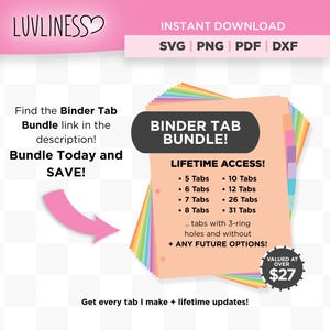 Letter Size Tab Dividers: 5 Tabs SVG, DIY Planner Tabs, Binder Index Tabs (Digital Download) image 6