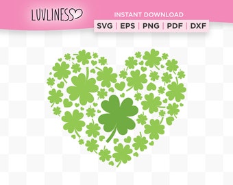 Shamrock Hearts SVG, St Patricks Day SVG, Instant Download for Cricut & Silhouette, St Pats Day Heart SVG, Shamrock Hearts, Four Leaf Clover